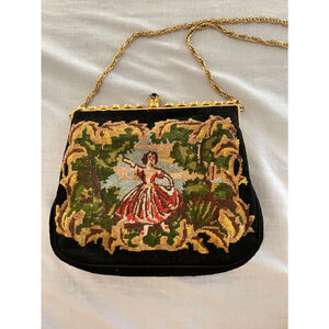Vintage Black & Gold Embroidered Clutch Bag